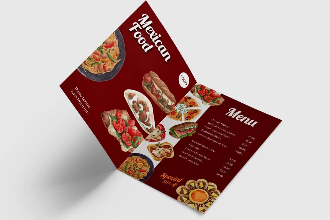 Mexican cuisine menu on a white background.