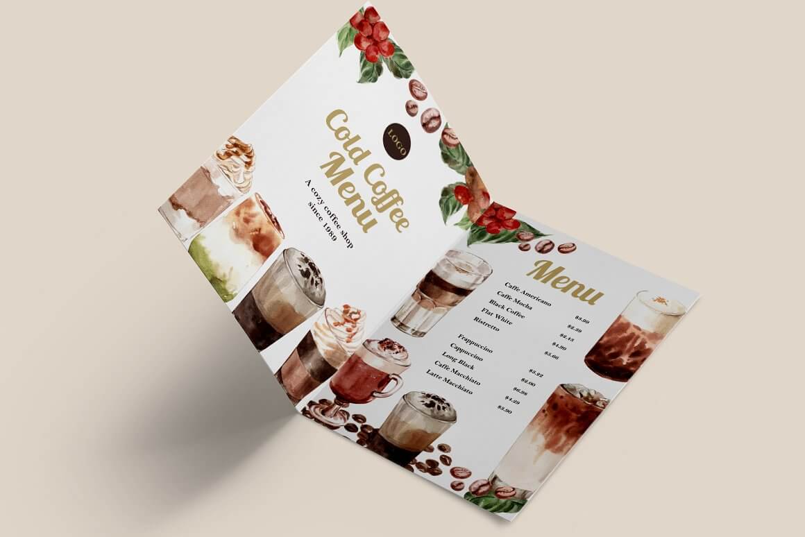 All possible variations of cold coffee menu.