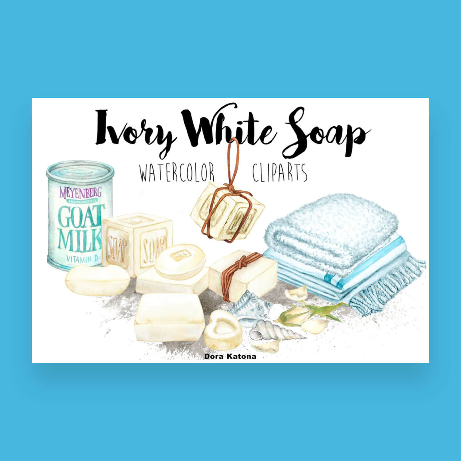 Ivory White Soap Watercolor Cliparts.
