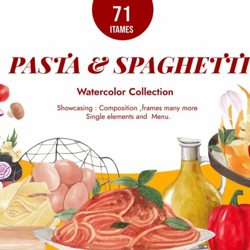 Pasta and Spaghetti Watercolor | MasterBundles