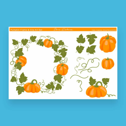 Pumpkin frame and clip art.