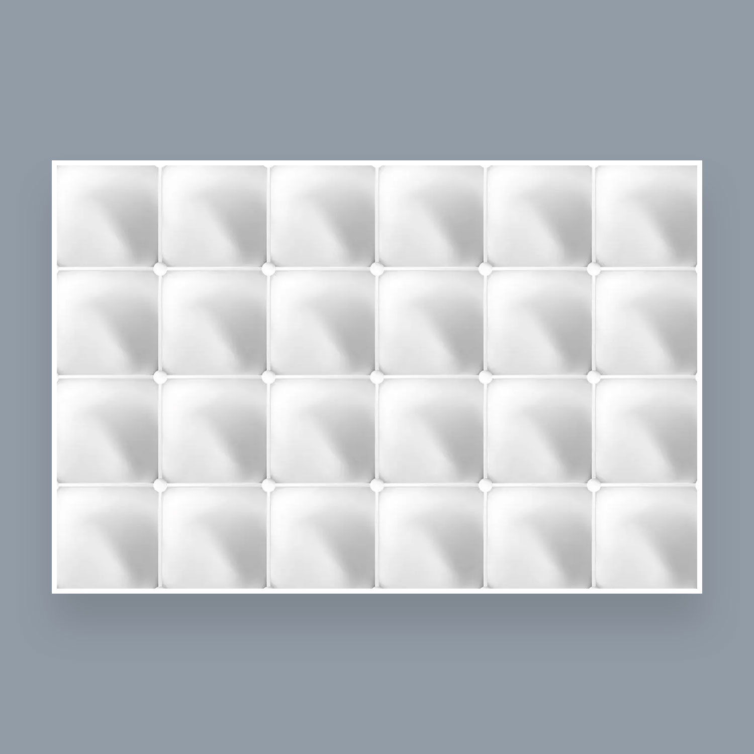 White soft seamless texture in the form of squares on a gray background.