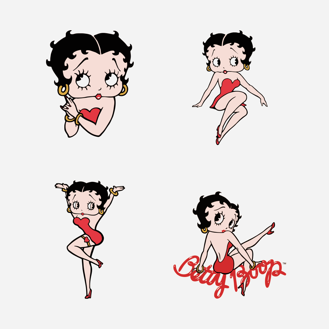 Betty Boop in a red dress posing.