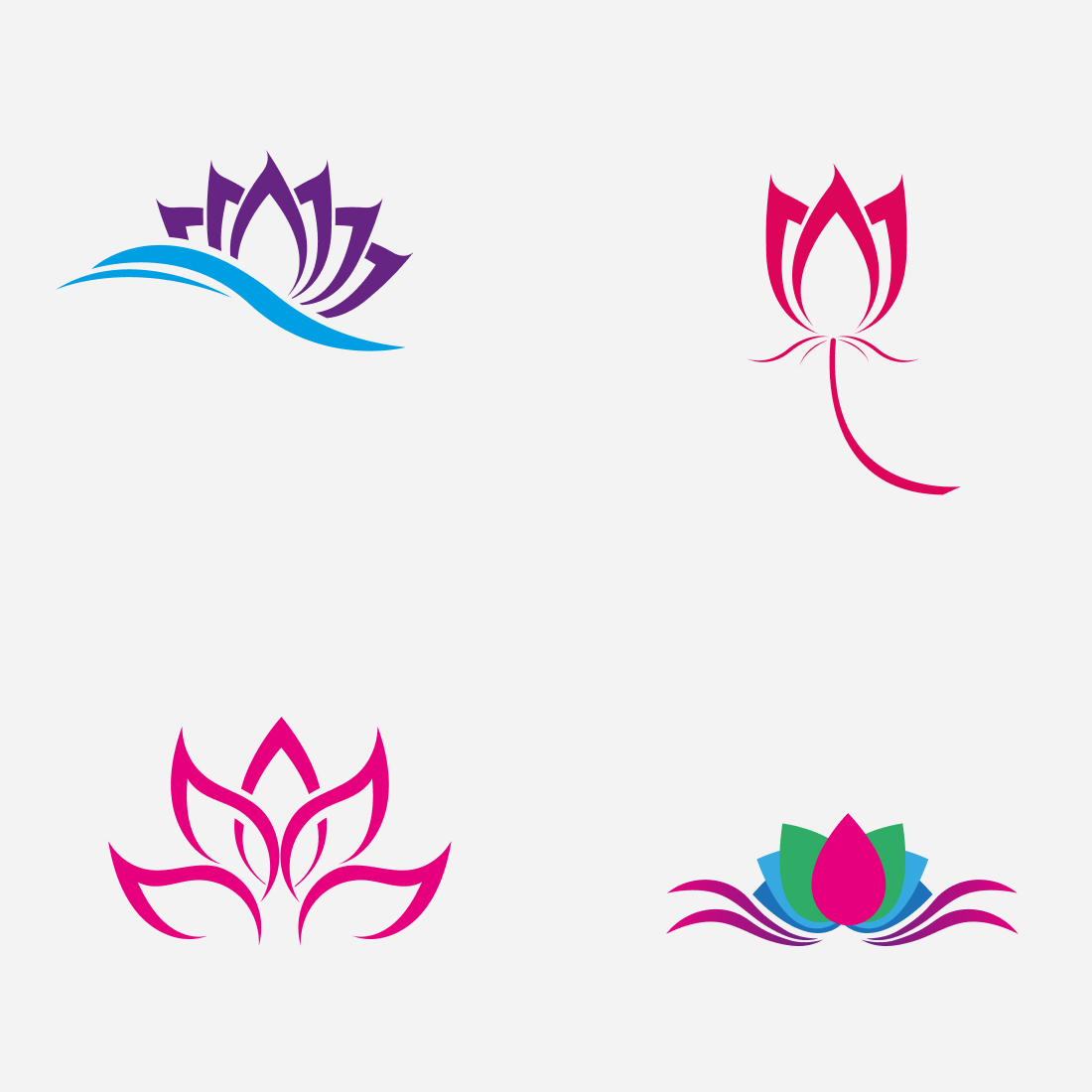 Four lotus flower in art form of expression.