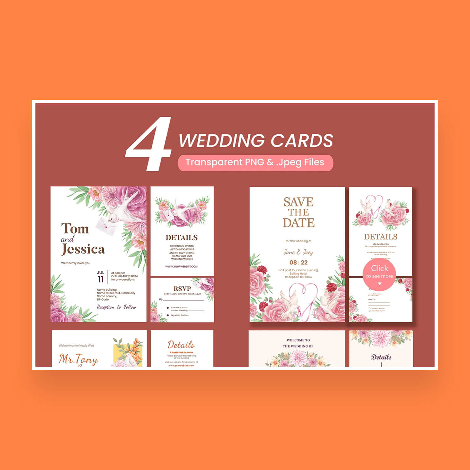 4 Wedding Cards.