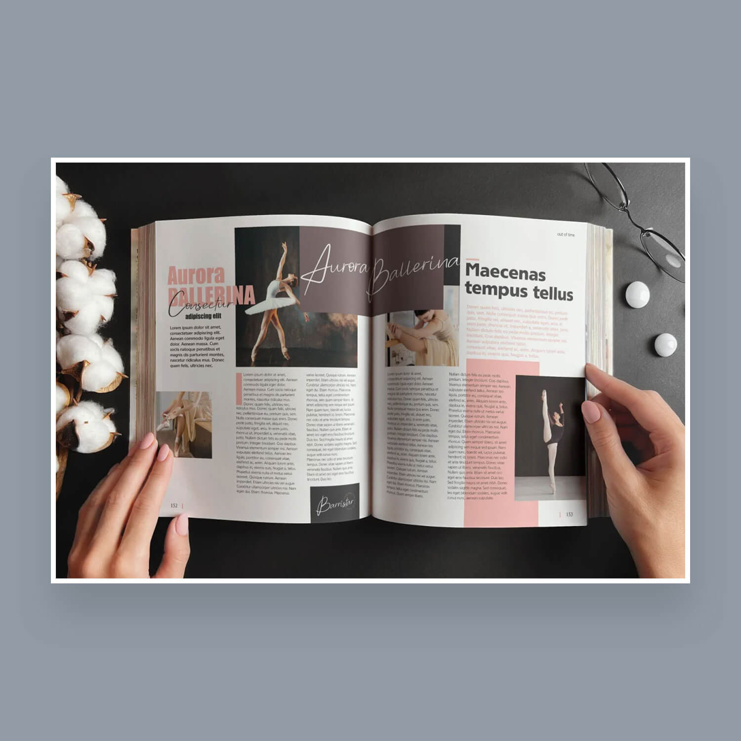 Open-page ballet magazine.