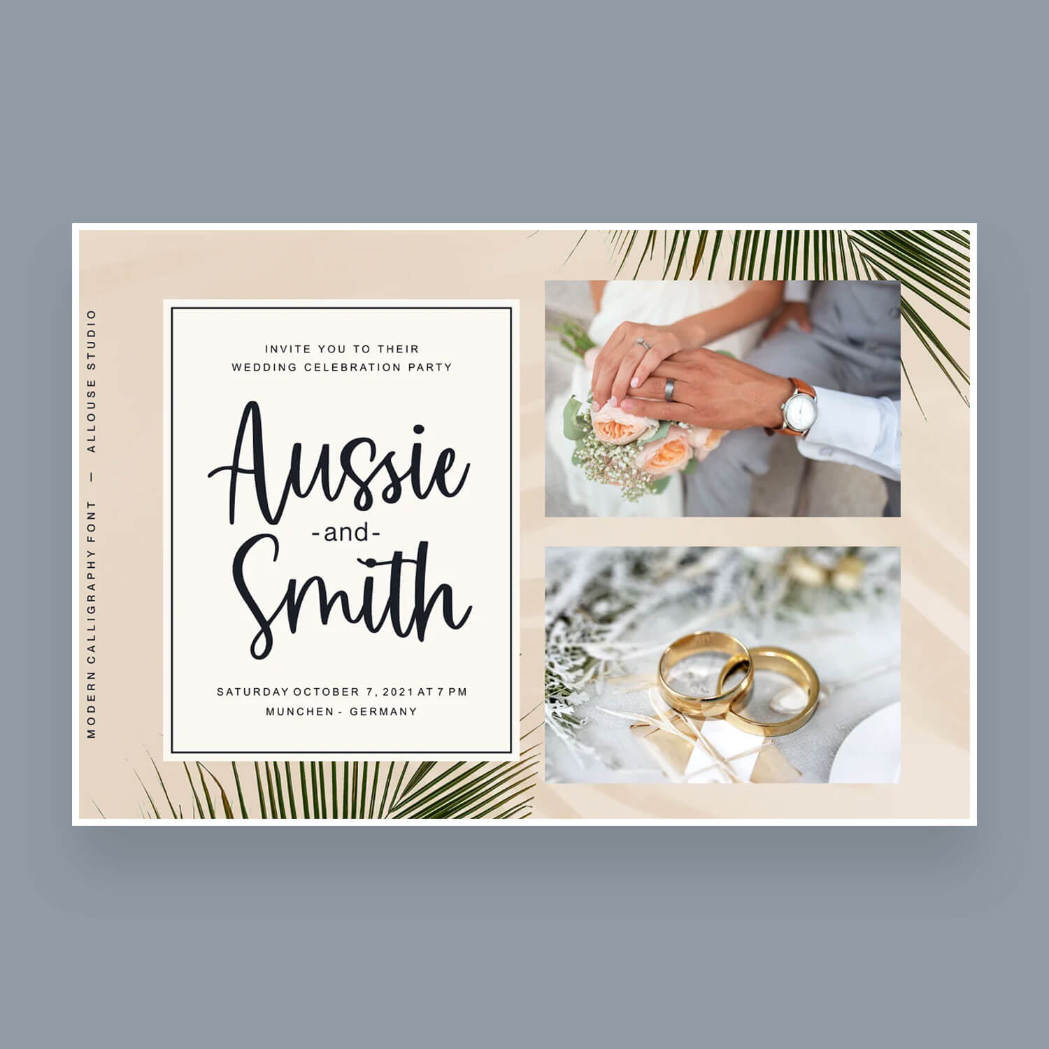 A collage of two wedding photos and an inscription: Augsie and Smith.