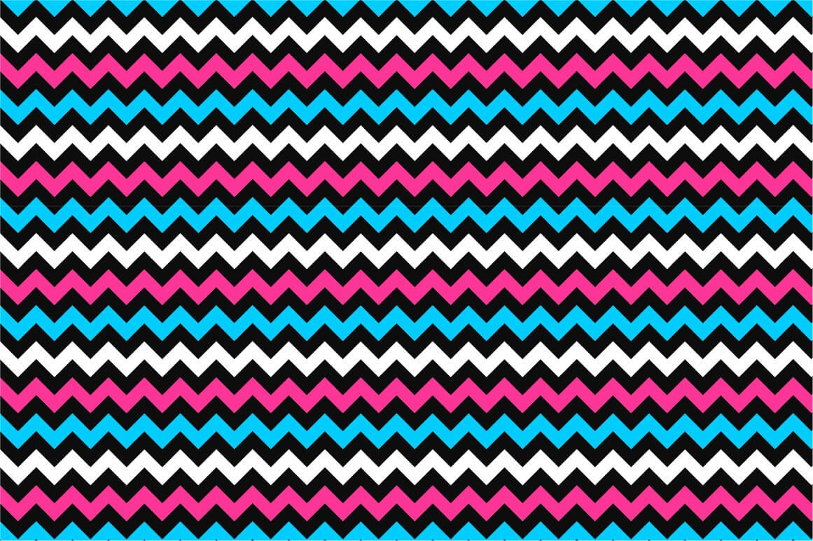 Set of colored seamless patterns in the form of a zigzag.