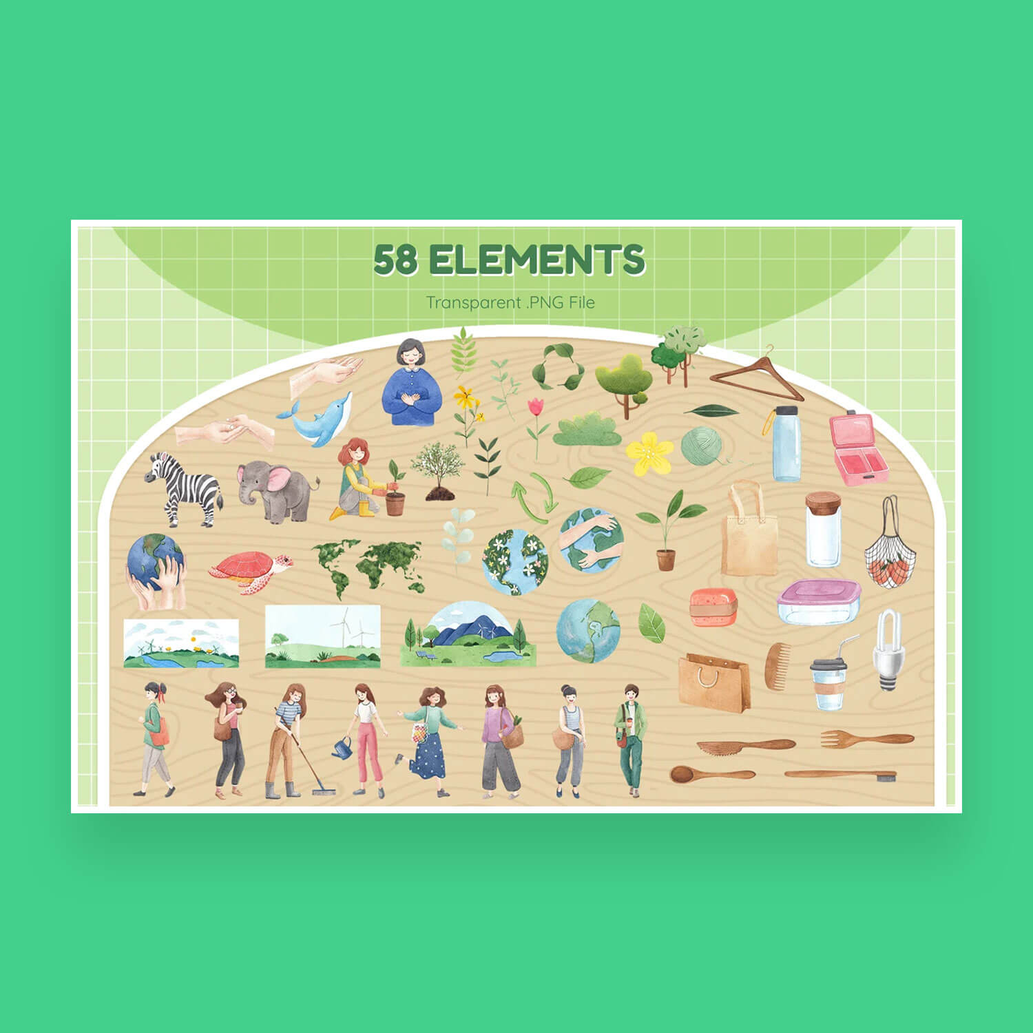 58 Elements Transparent PNG World Environment Day.