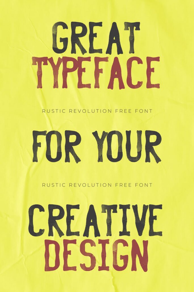 Rustic revolution free font Pinterest collage image by MasterBundles. 