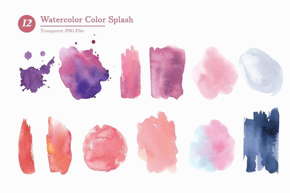 12 Watercolor Color Splash.