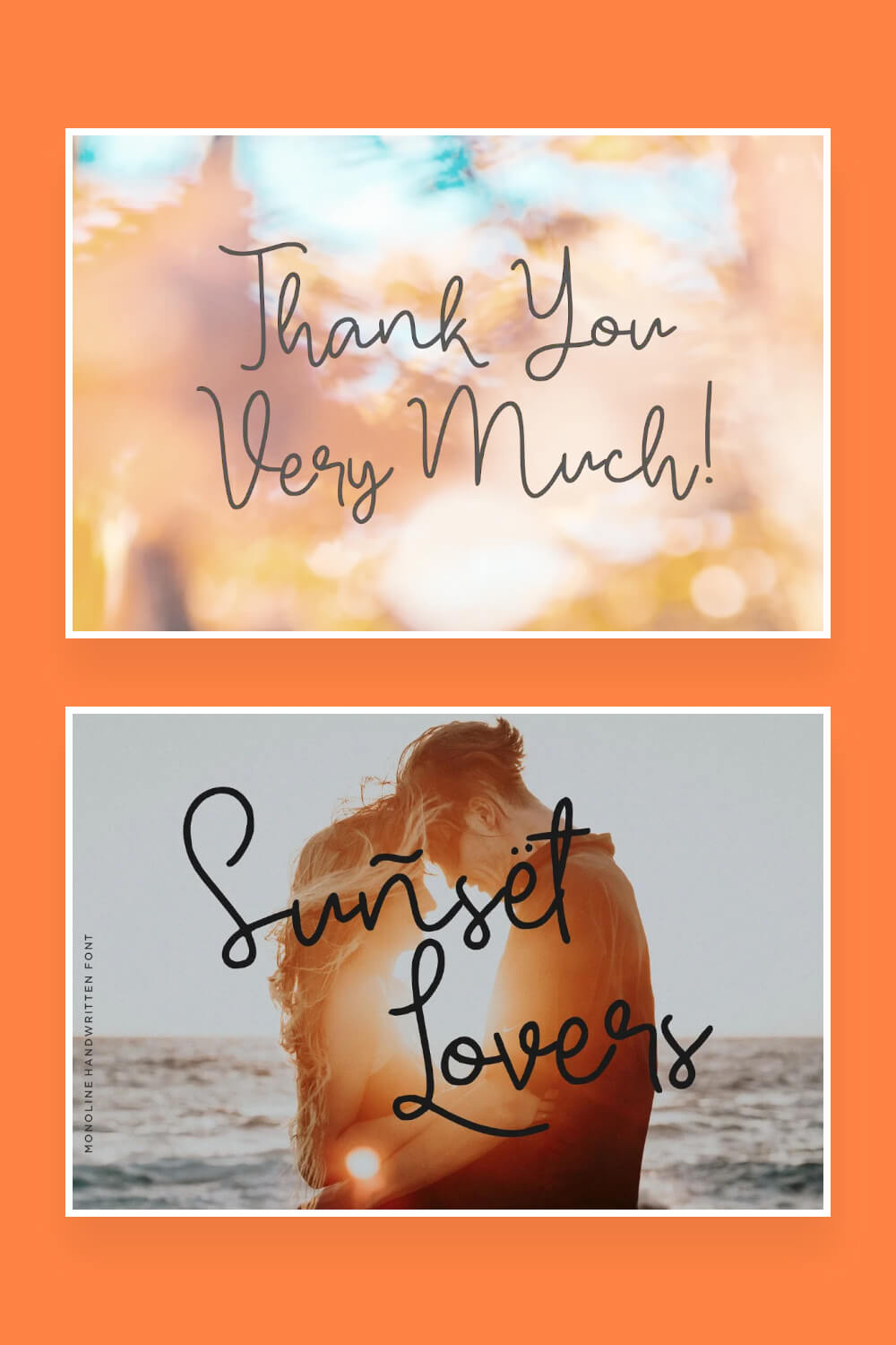 Two Picture, on first image inscription: "Thank You Very Much!". Second photo: "Sunset Loves".