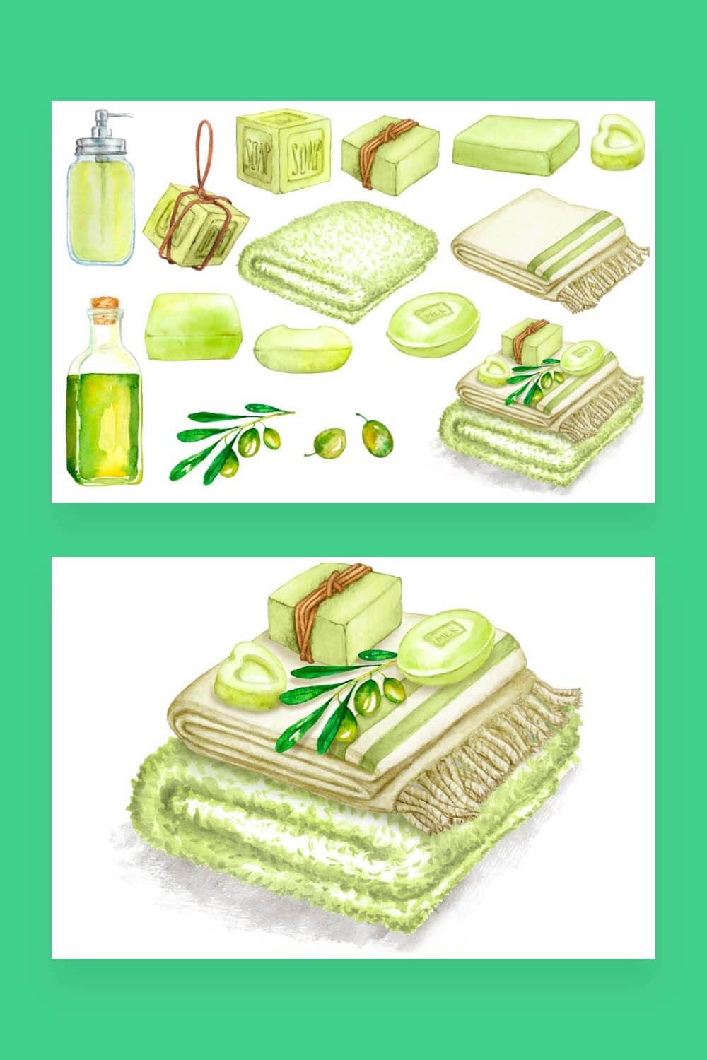 Drawing with Olive soap on a green background.