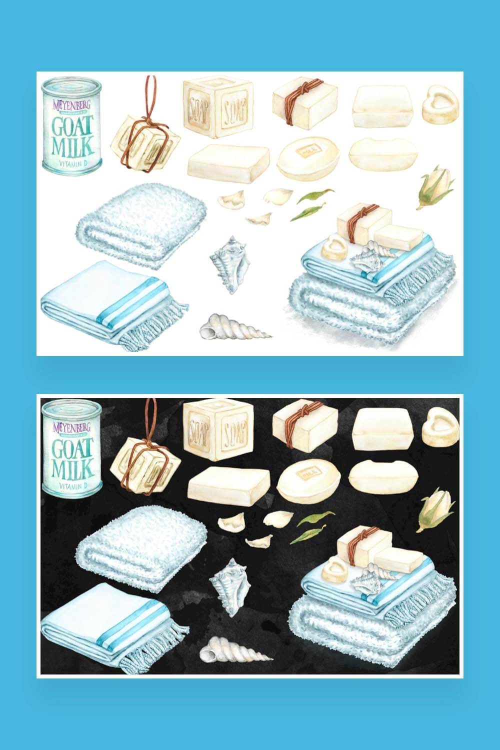 Two pictures of white ivory soap clipart.