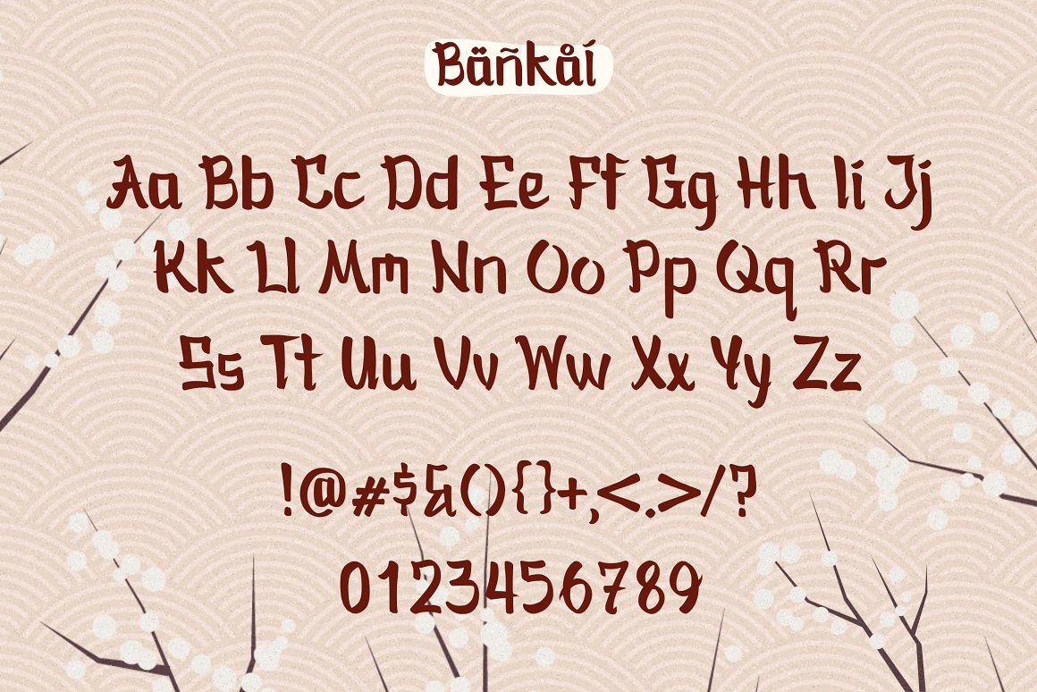 Alphabet Bankai Font.