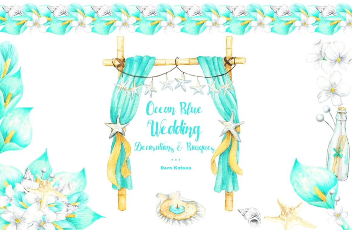 Ocean blue wedding Decorations & Rouques.