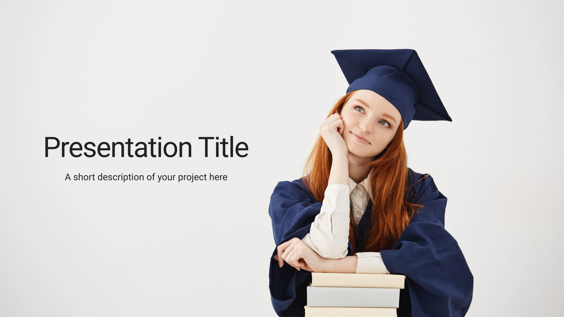 Title page of the presentation with the graduate.