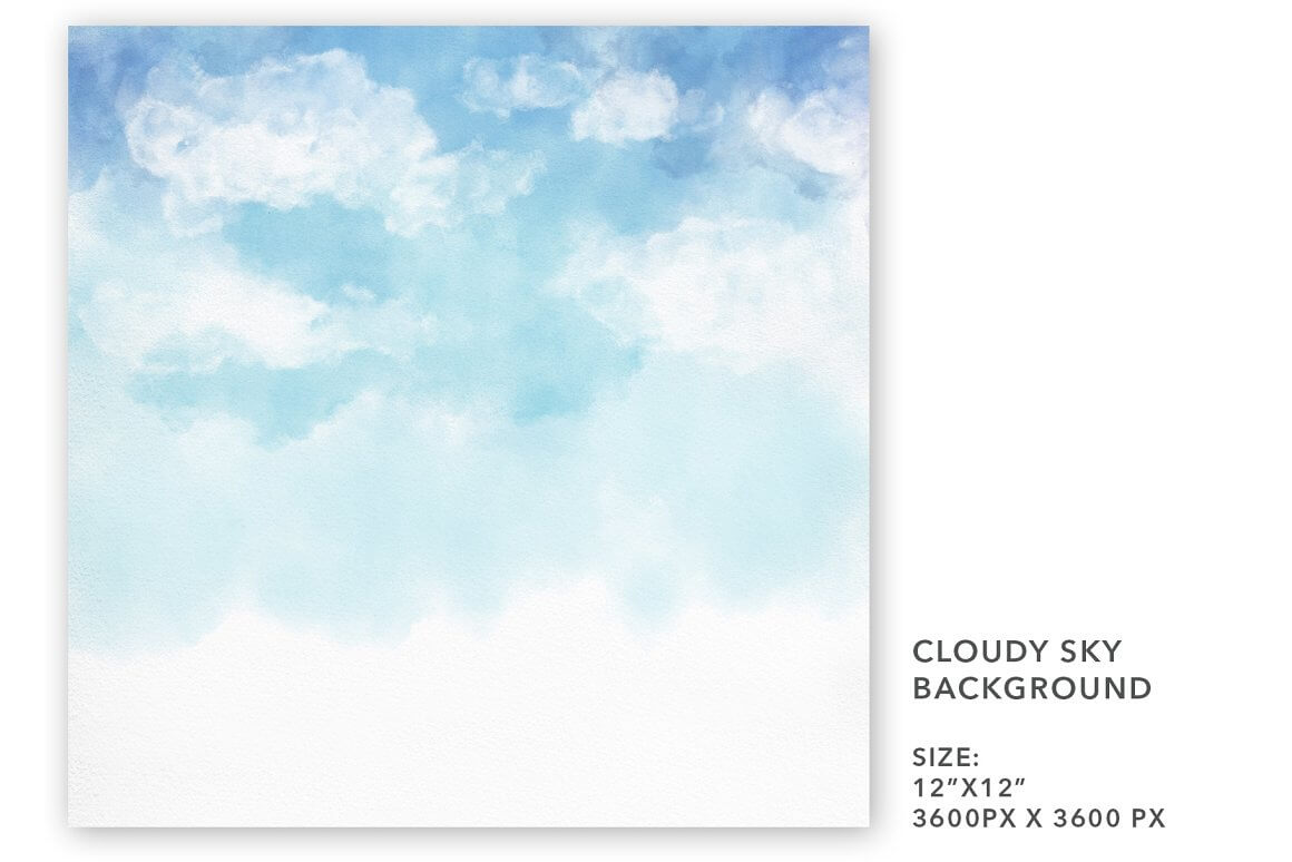 Cloudy sky background, size: 12"x12" 3600PX x 3600PX.