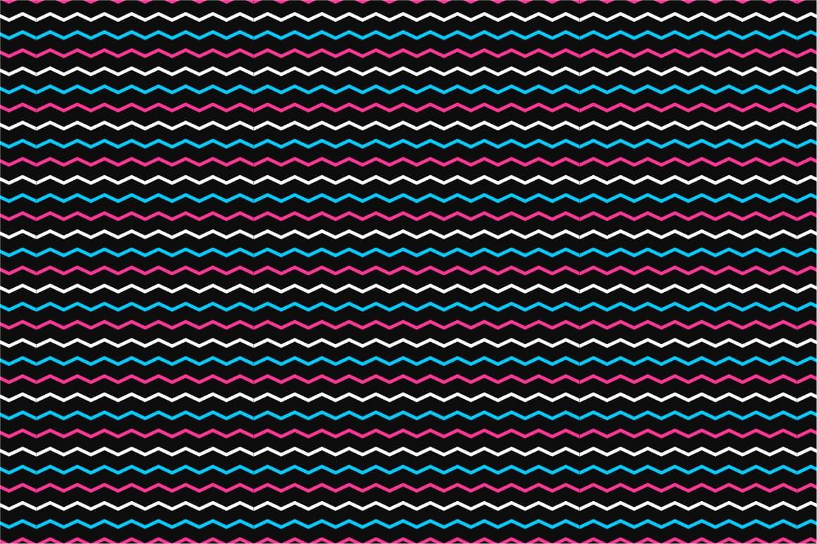 Small colored zigzags on a black background.
