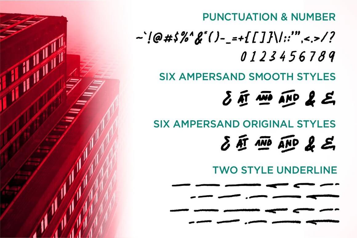 Punctuation & Numbers, Six Ampersand Smooth Styles, Six Ampersand Original Styles, Two Style Underline.
