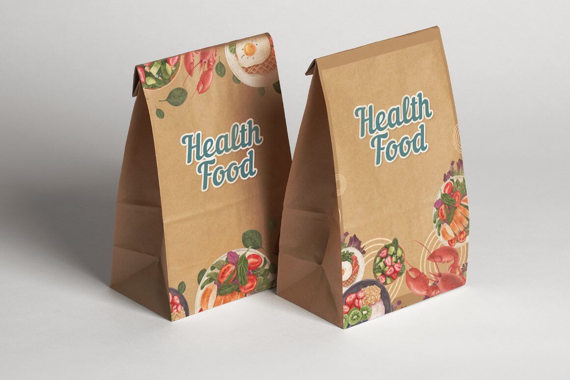 Cardboard bags with Healthy Food.