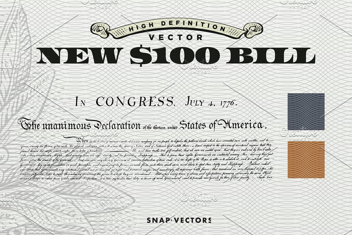 High Definition Vector, New $100 Bill.