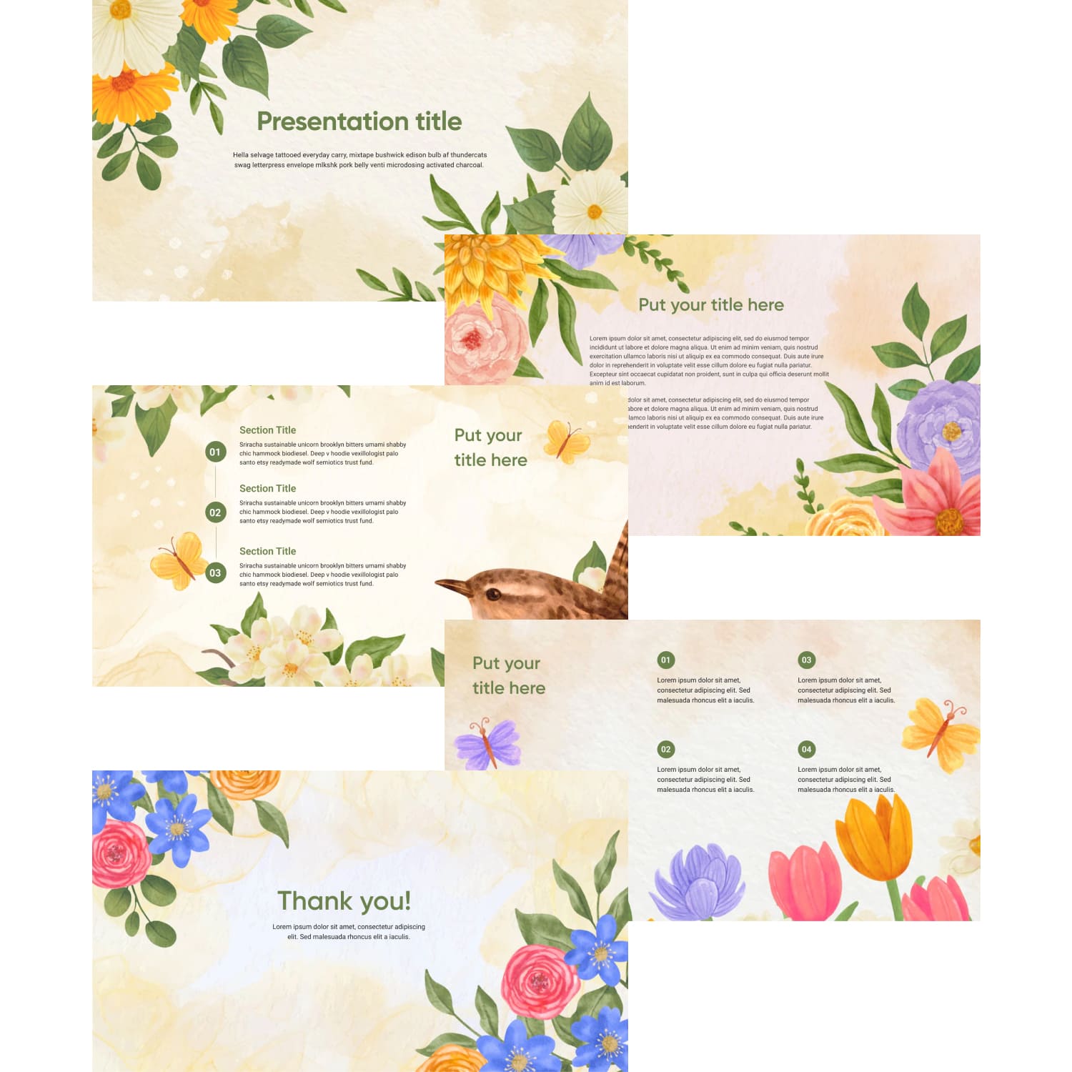 Pastel Spring Flowers Powerpoint Template Free Cover.