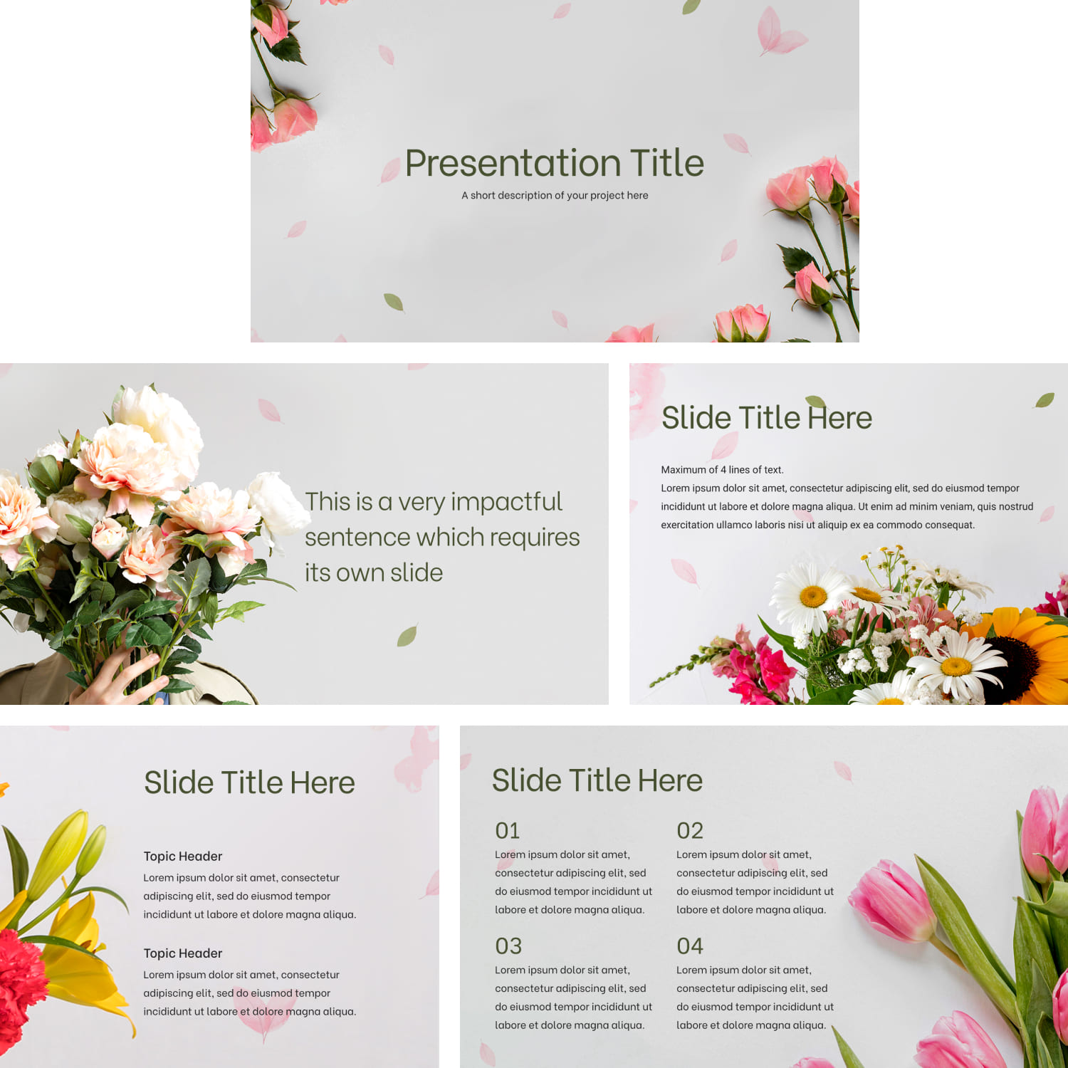 Images with Spring Flowers Powerpoint Template Cover.