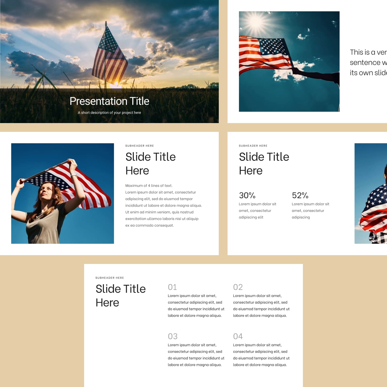 Preview of images of patriotic presentation slides.