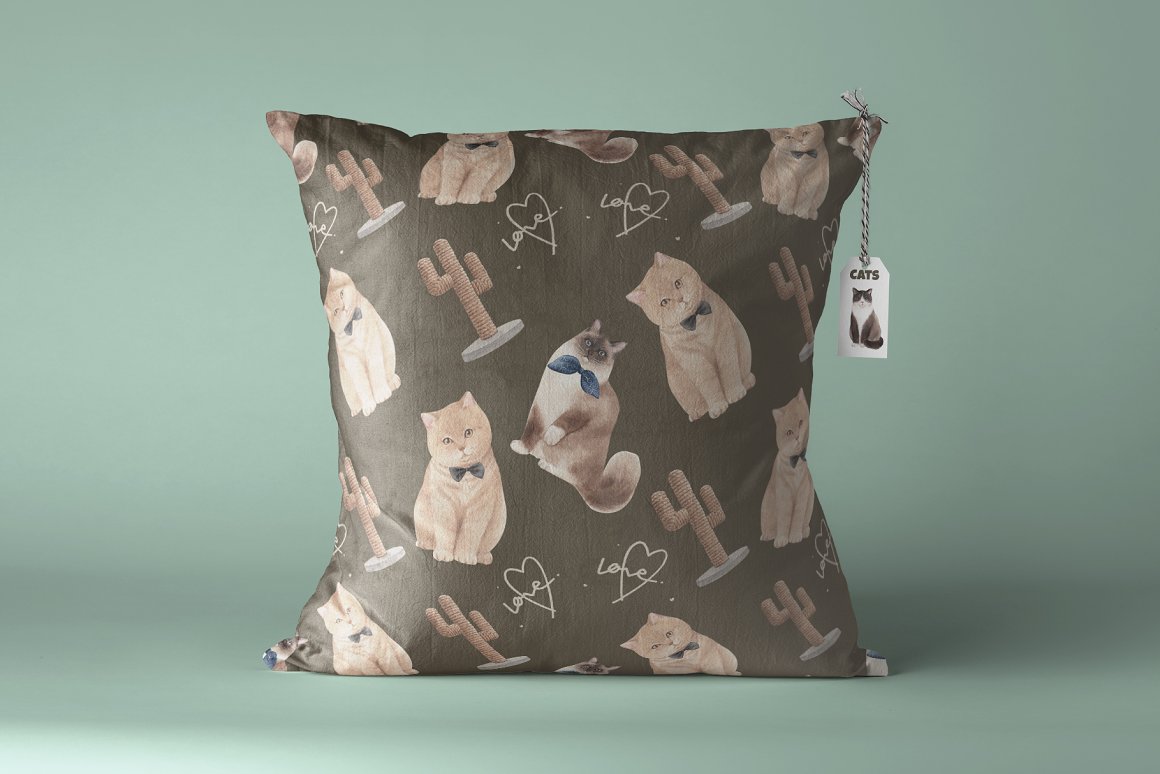 Pillow with a cool cat print.