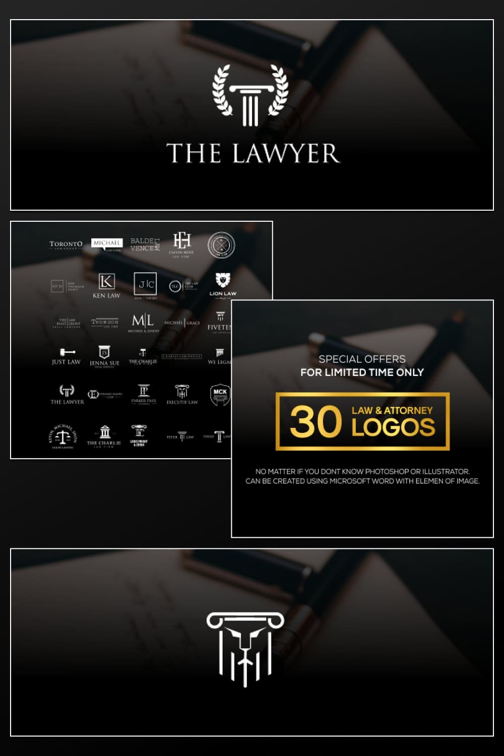 30 minimal law attorney logo set.