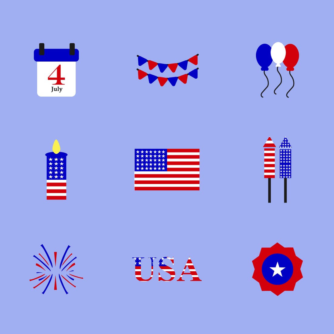 4th Of July Icons Free 02.