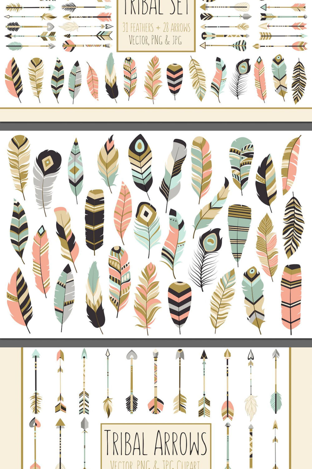 59 arrows feathers tribal cgraphics set.