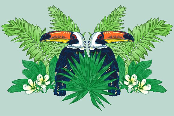 Toucans and bushes are very stylish for you.