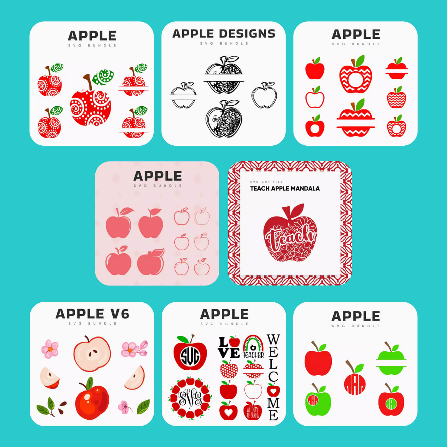 68 apple svg files huge collection preview image.