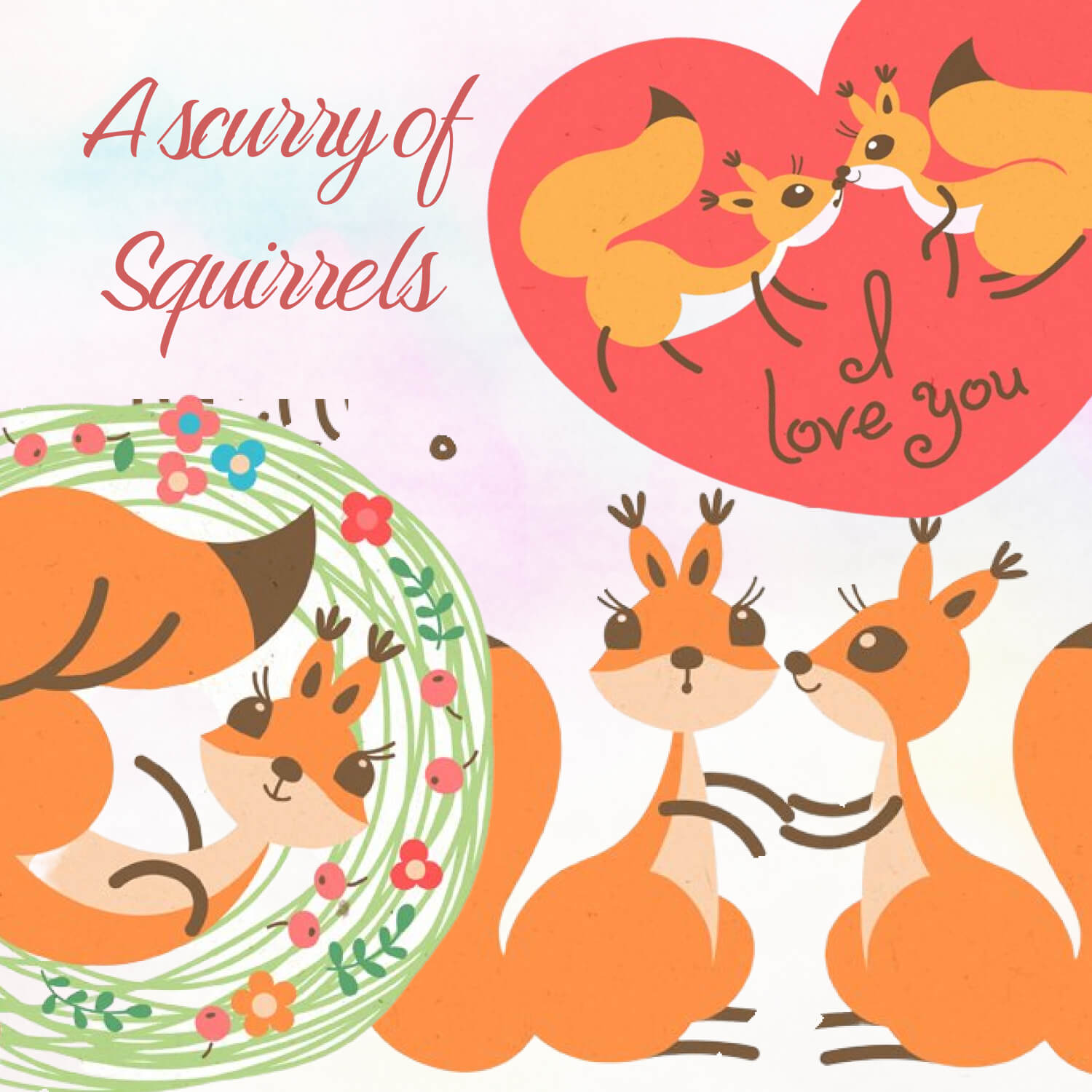 Larger pictures with bright squirrels lonely and in love.