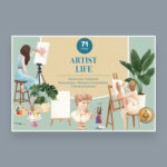 artist life watercolor illustration cover image.
