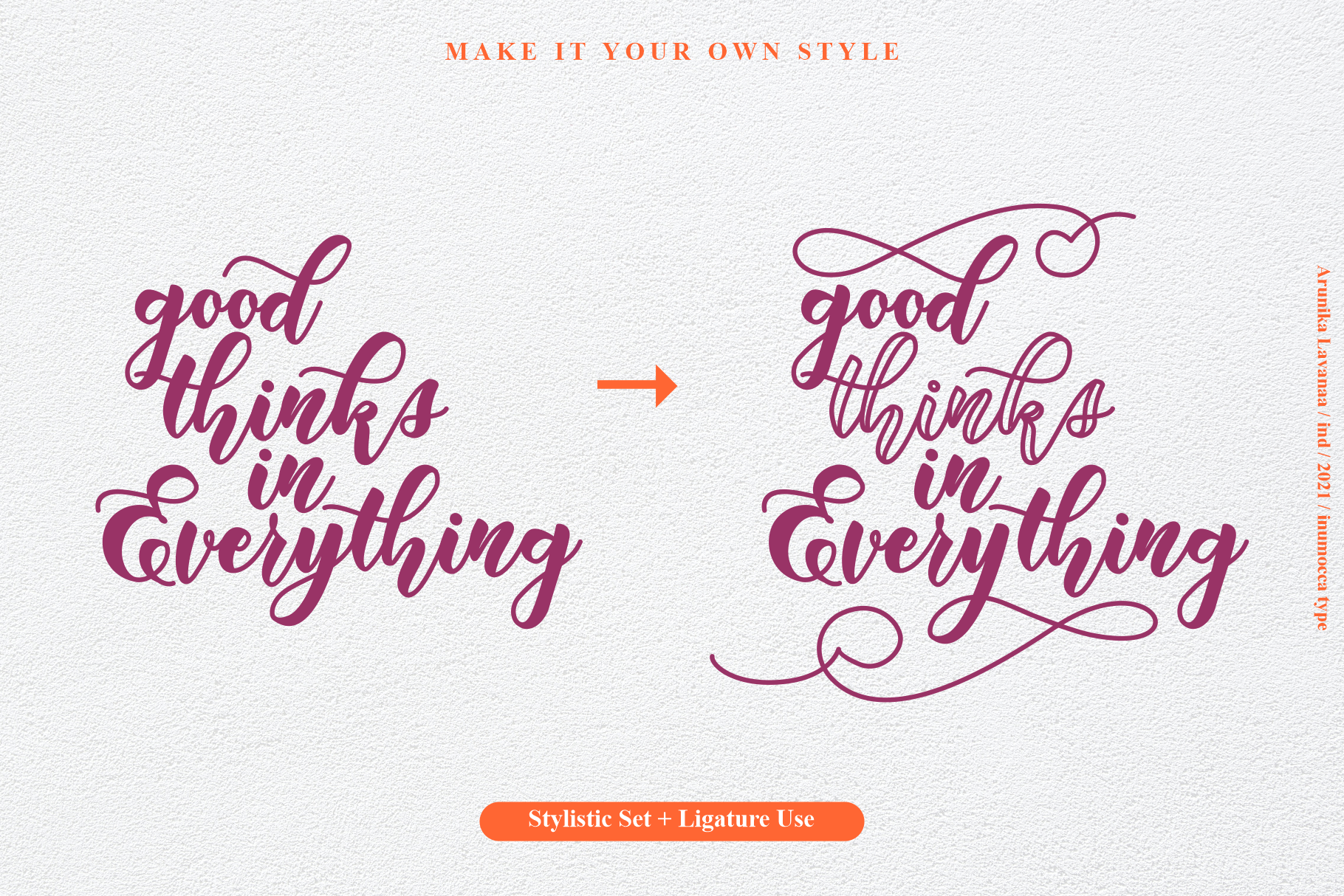 arunika lavanaa modern and stylish handwritten font styles comparison.