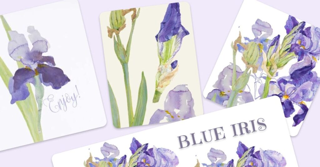 Blue Iris Watercolor Clipart Set MasterBundles