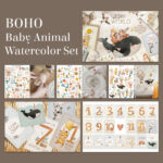 Boho Baby Animal Watercolor Set cover image.