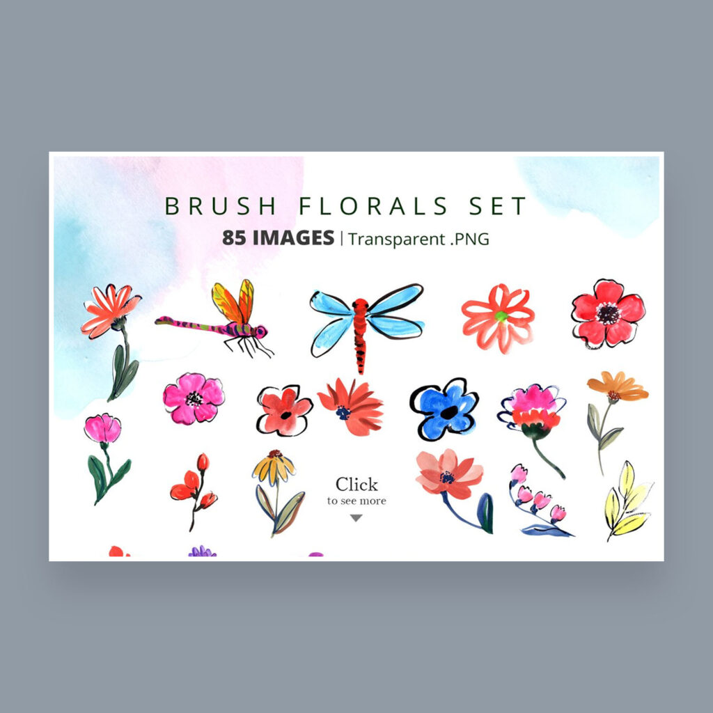 Brush Florals Watercolor MasterBundles