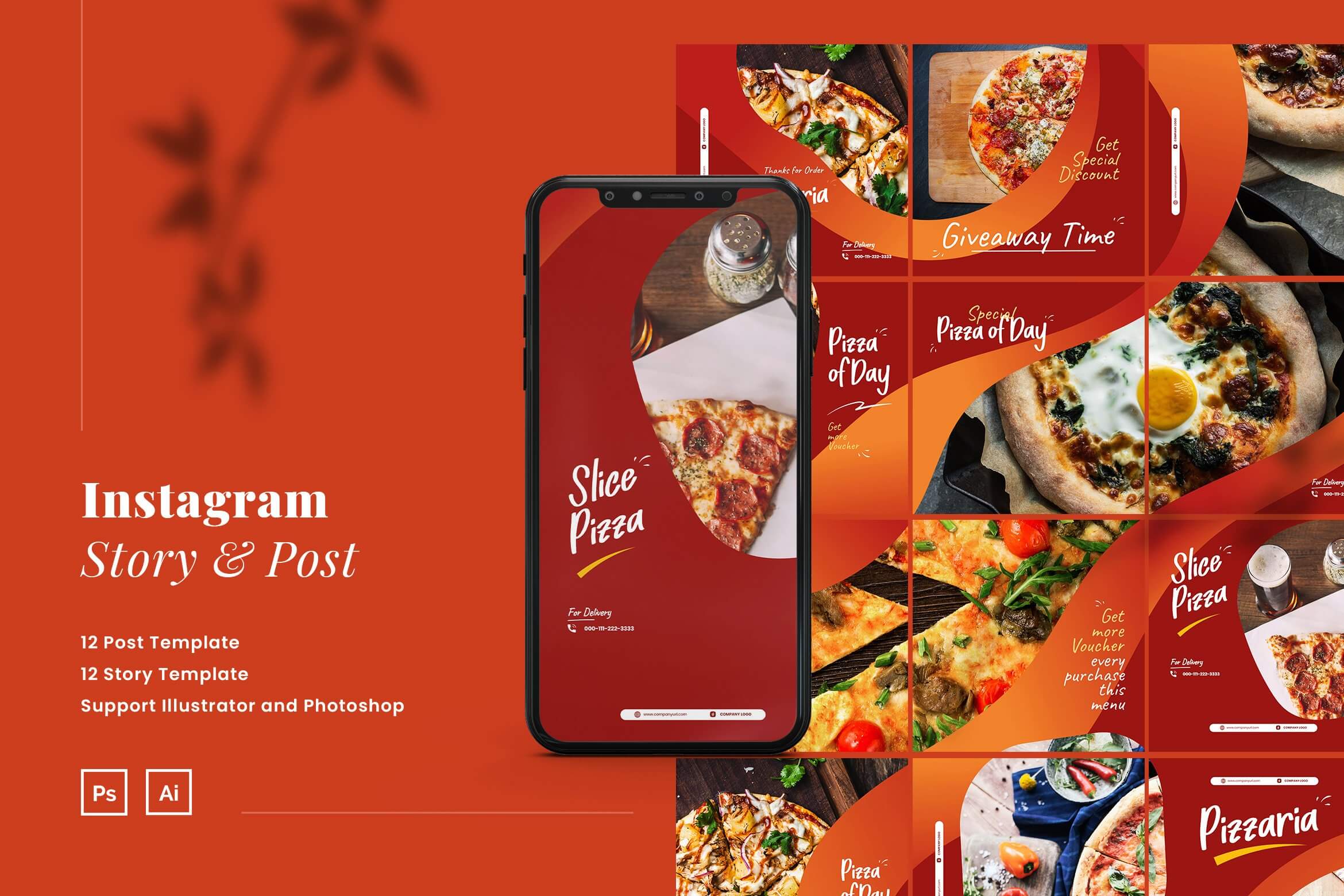 bundle restaurant food instagram pizza theme example.