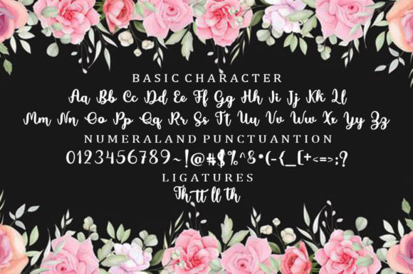 butterfly romantic and sweet calligraphy font all symbols example.