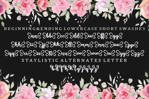 butterfly romantic and sweet calligraphy font swashes example.