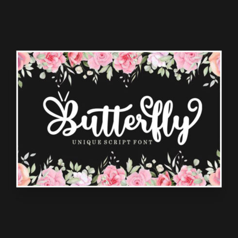 butterfly romantic and sweet calligraphy font cover image.