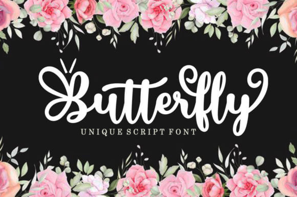butterfly romantic and sweet calligraphy font pinterest image.