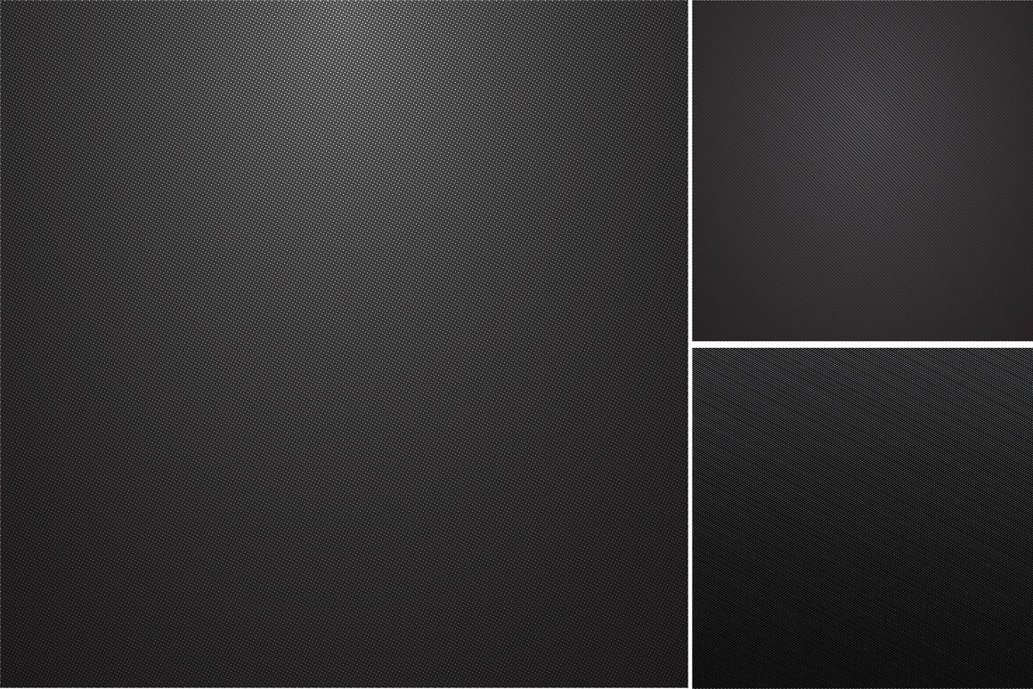 Three carbon metal backgrounds with stripes and small dots.