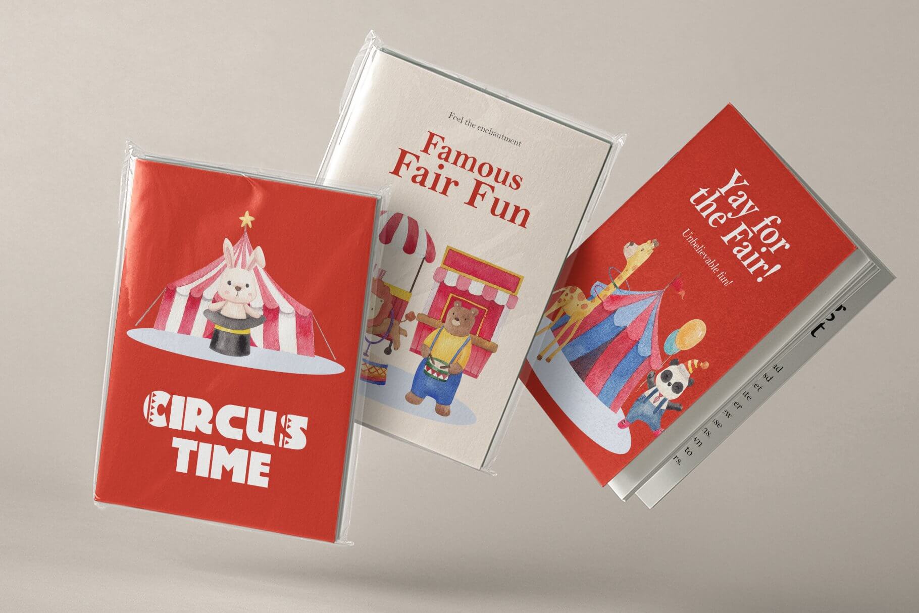 circus and funfair watercolor illustration book cover example.