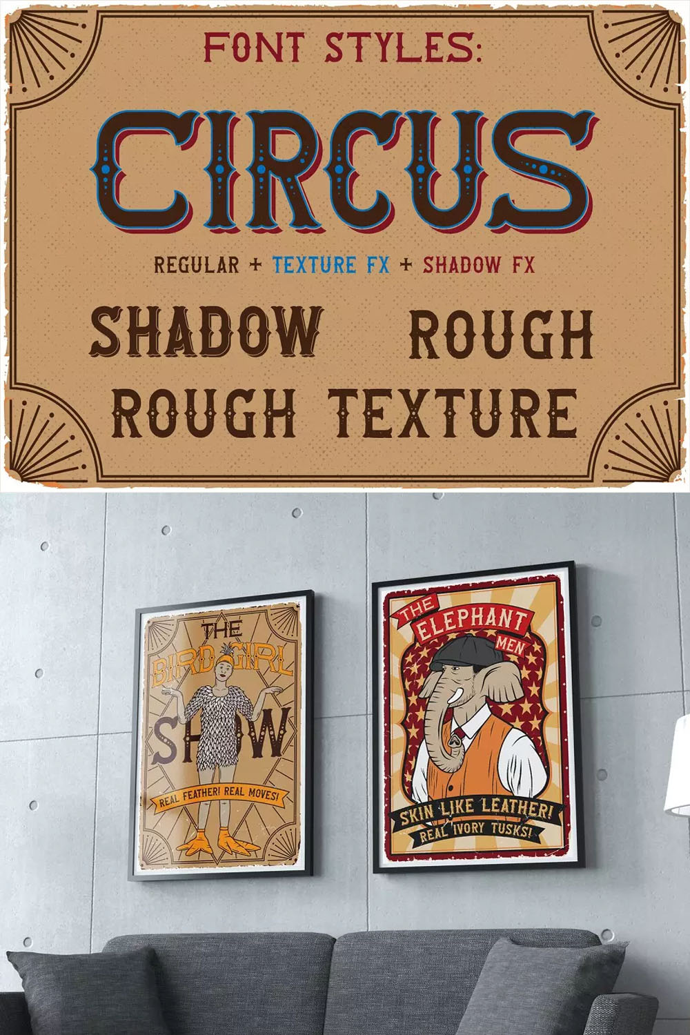 Circus Sideshow Vintage Fonts pinterest image.