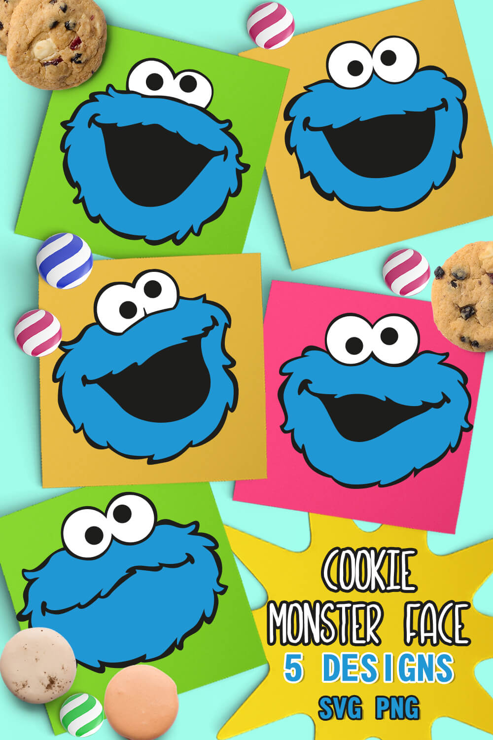 Five Cookie Monster Face.